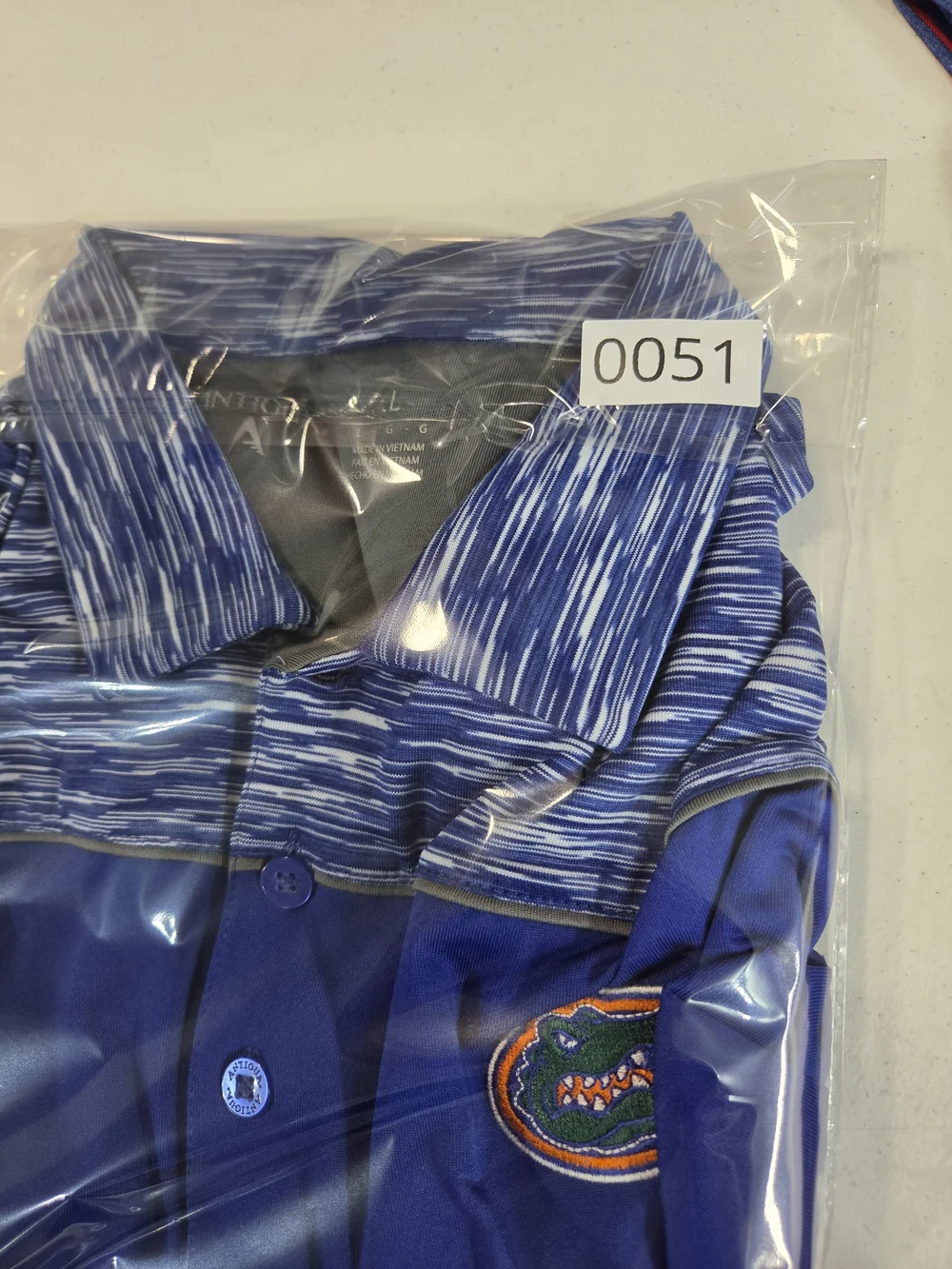 Antigua Florida Gators Blue/White Performance Polo Shirt Sz LG